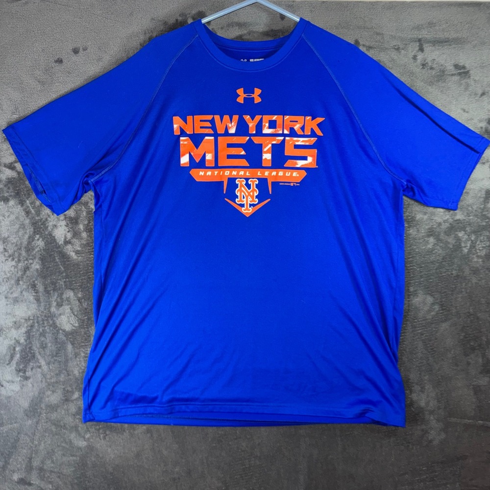 Mens 2XL‎ Under Armour T-Shirt Blue Good New York Mets HeatGear Performance Tee